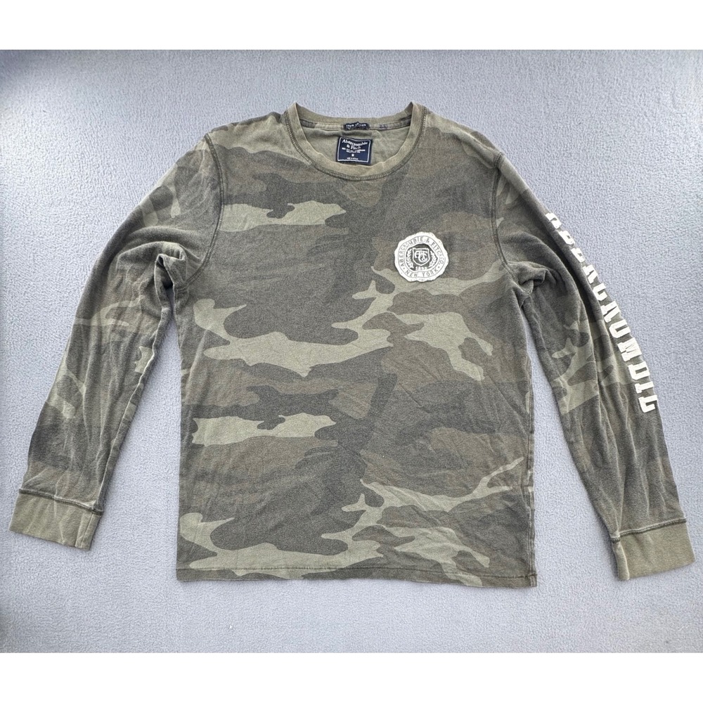 Abercrombie & Fitch Y2K Camo Long Sleeve Shirt M Graphic Tee Streetwear Skater